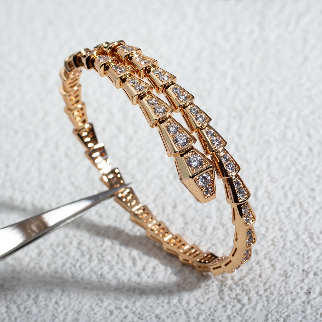 Bvlgari SERPENTI BRACELET 3.8MM PINK GOLD DIAMOND