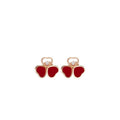 HAPPY HEART CARNELIAN EARRINGS PINK GOLD DIAMOND