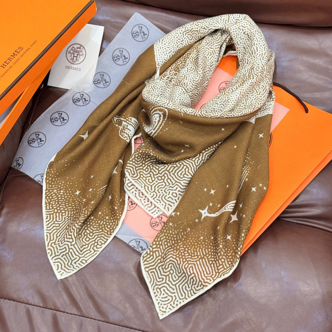 HERMES HERMES 25S SCARF 140 IN SILK CASERE 987421