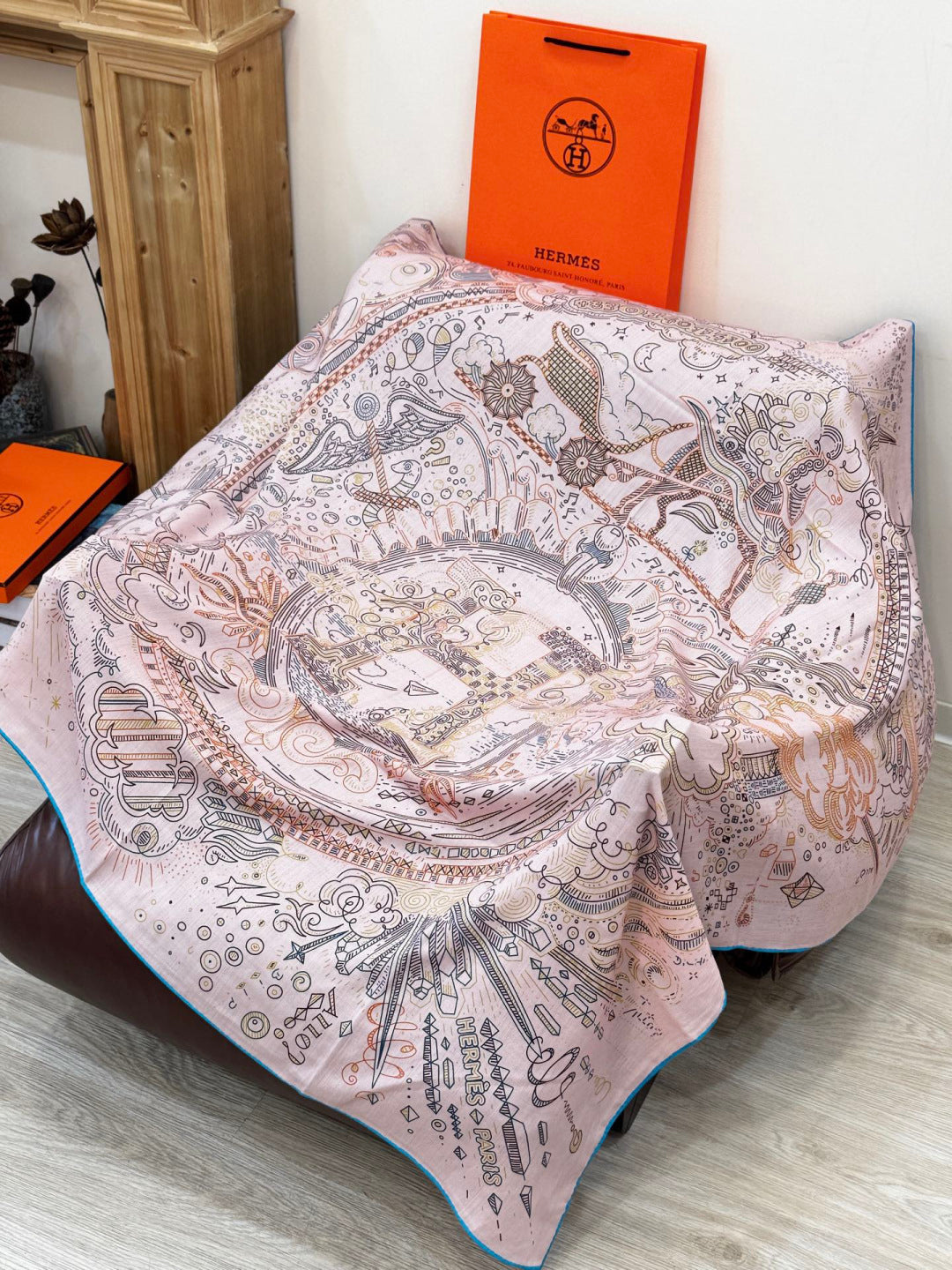 HERMES HERMES 25S SCARF 135 IN SILK CASERE 987501