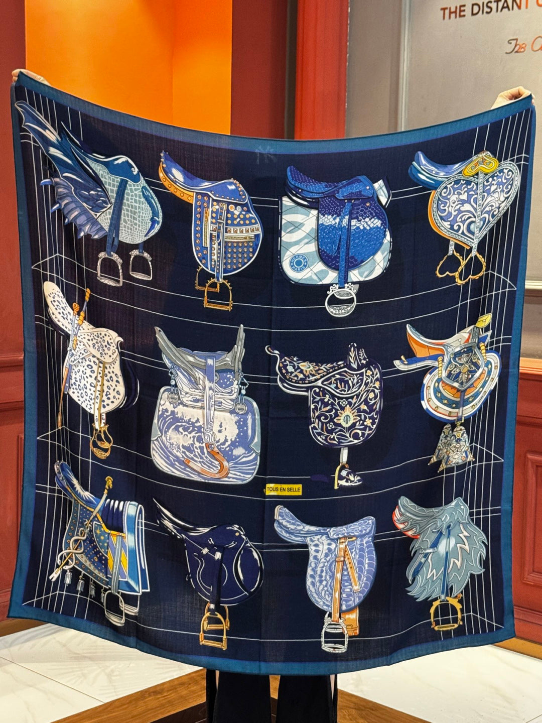 HERMES HERMES 25S SCARF 140 IN SILK CASERE 989486