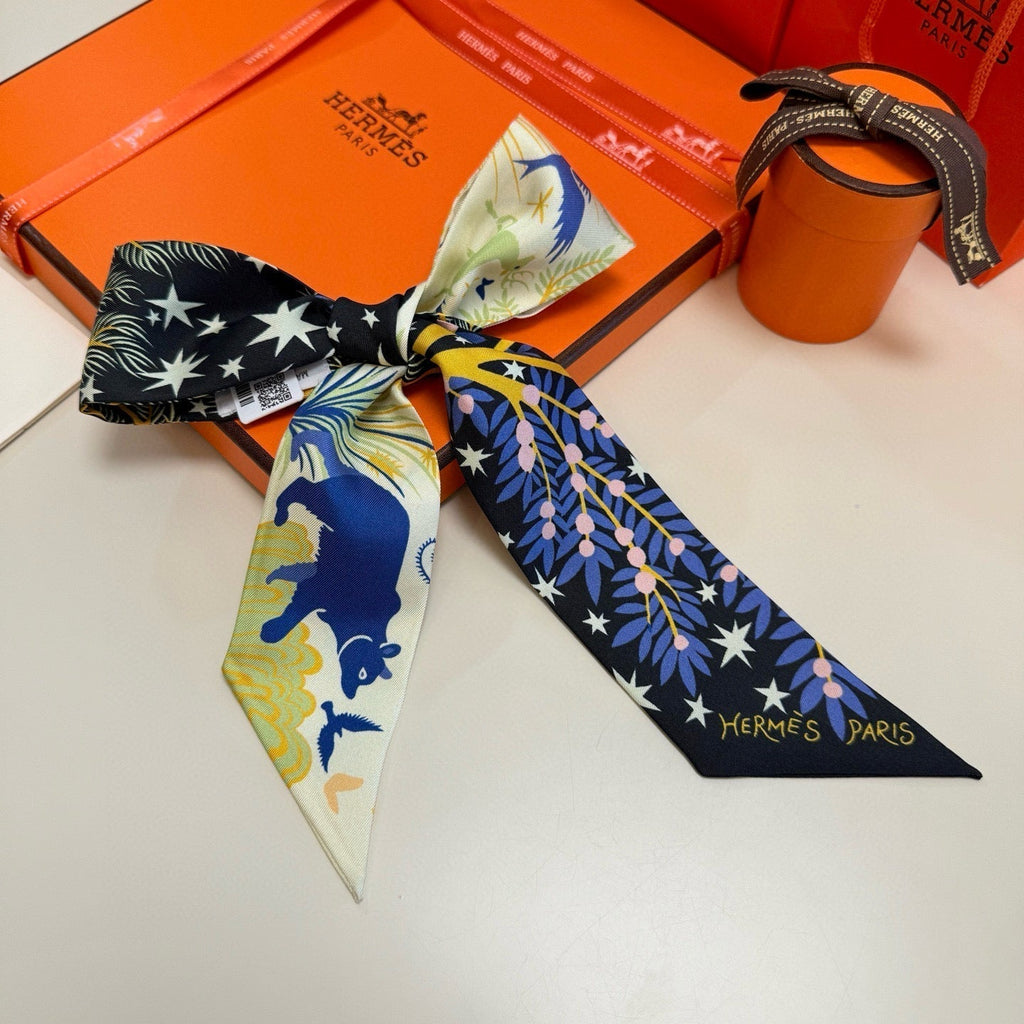 HERMES HERMES 25S SILK NECKERCHIEF 86 IN SILK 714354