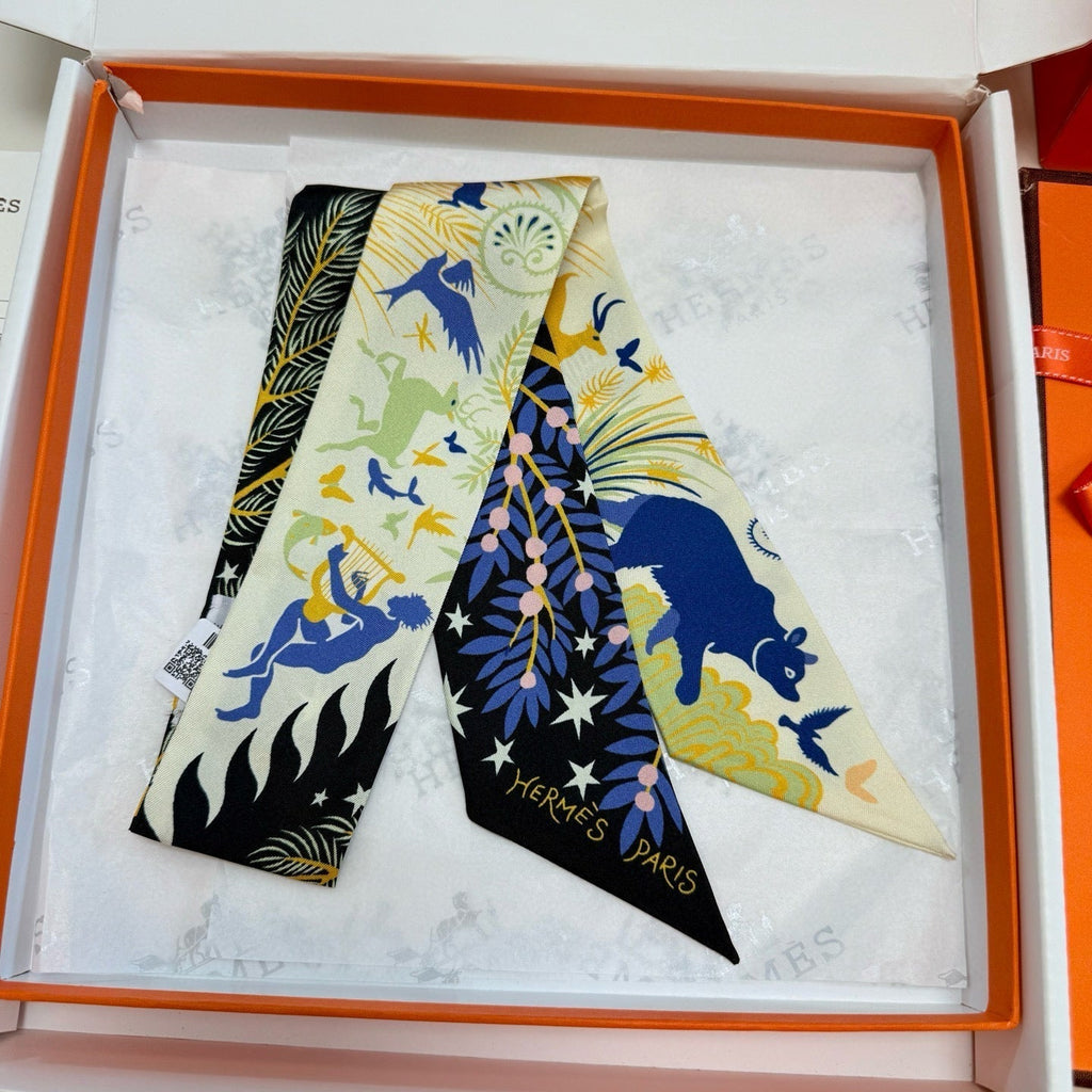HERMES HERMES 25S SILK NECKERCHIEF 86 IN SILK 714354