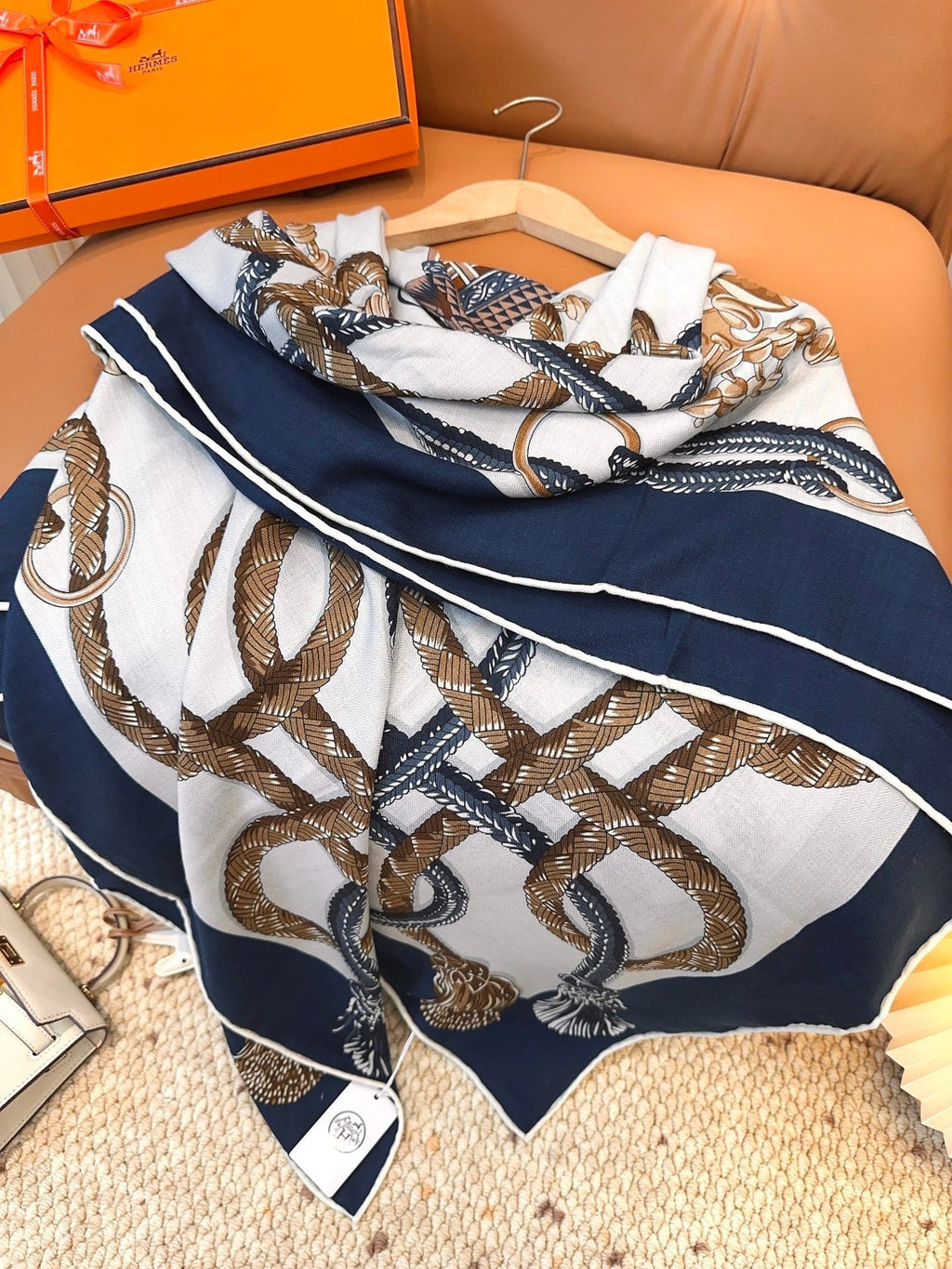 HERMES HERMES 25S SCARF 140 IN CASERE SILK 854537