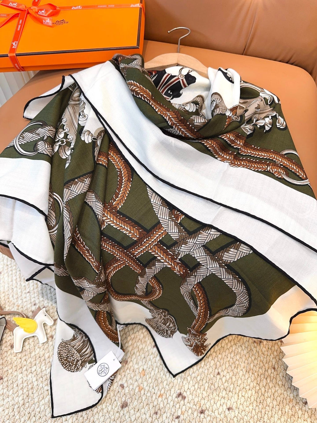 HERMES HERMES 25S SCARF 140 IN CASERE SILK 854538