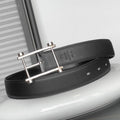 HERMES REVERSIBLE BLACK LEATHER STRAP 32 MM SILVER HARDWARE