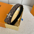 LOUIS VUITTON LV FLOWERGRAM 25 MM REVERSIBLE BELT IN BROWN DAMIER CALFSKIN SILVER HARDWARE
