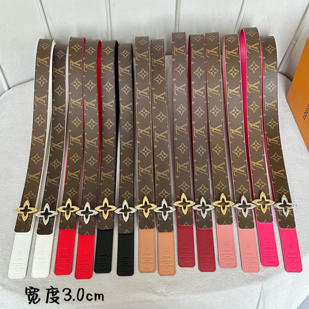 LOUIS VUITTON LV MINI FLOWERGRAM 30MM REVERSIBLE BELT IN BLUSH PINK CALFSKIN SILVER HARDWARE