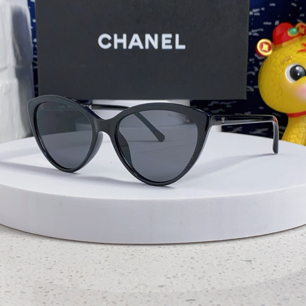 CHANEL CAT EYE SUNGLASSES CH3393 IN BLACK ACETATE BLACK LENSES