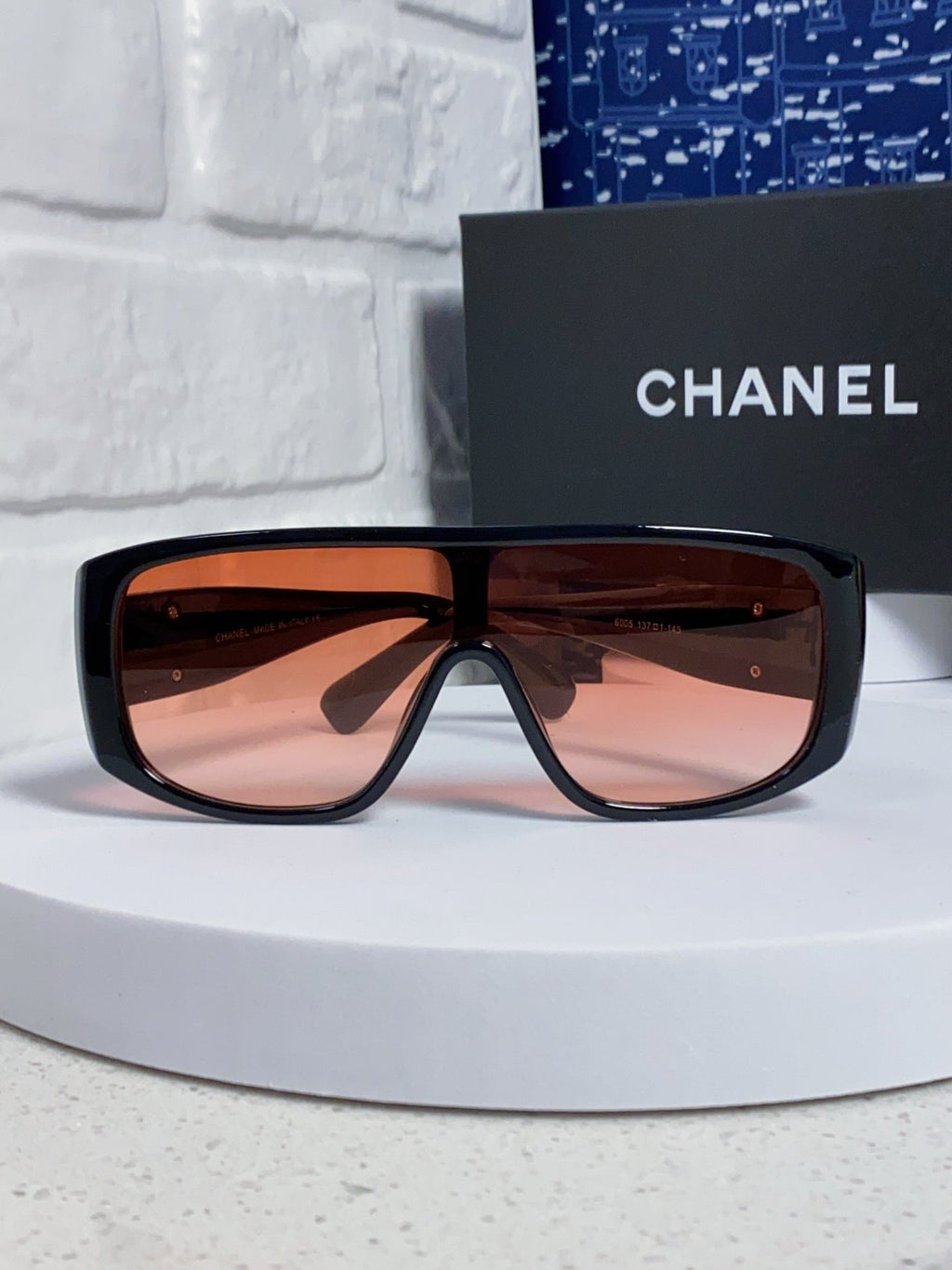 CHANEL SQUARE SUNGLASSES CH5495 IN BLACK ACETATE ORANGE SMOKE LENSES