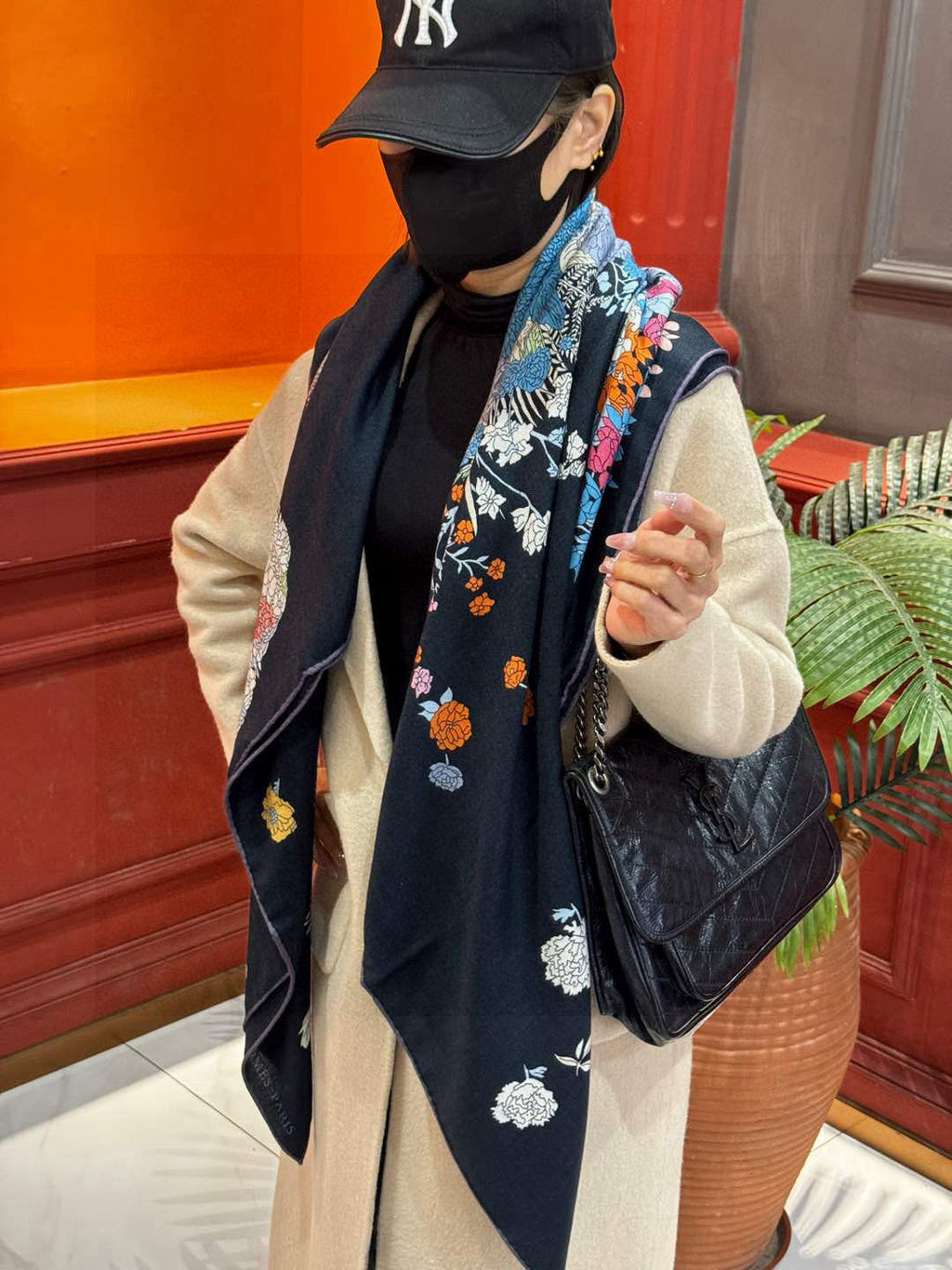 HERMES HERMES 25S SCARF 140 IN CASERE SILK 709657