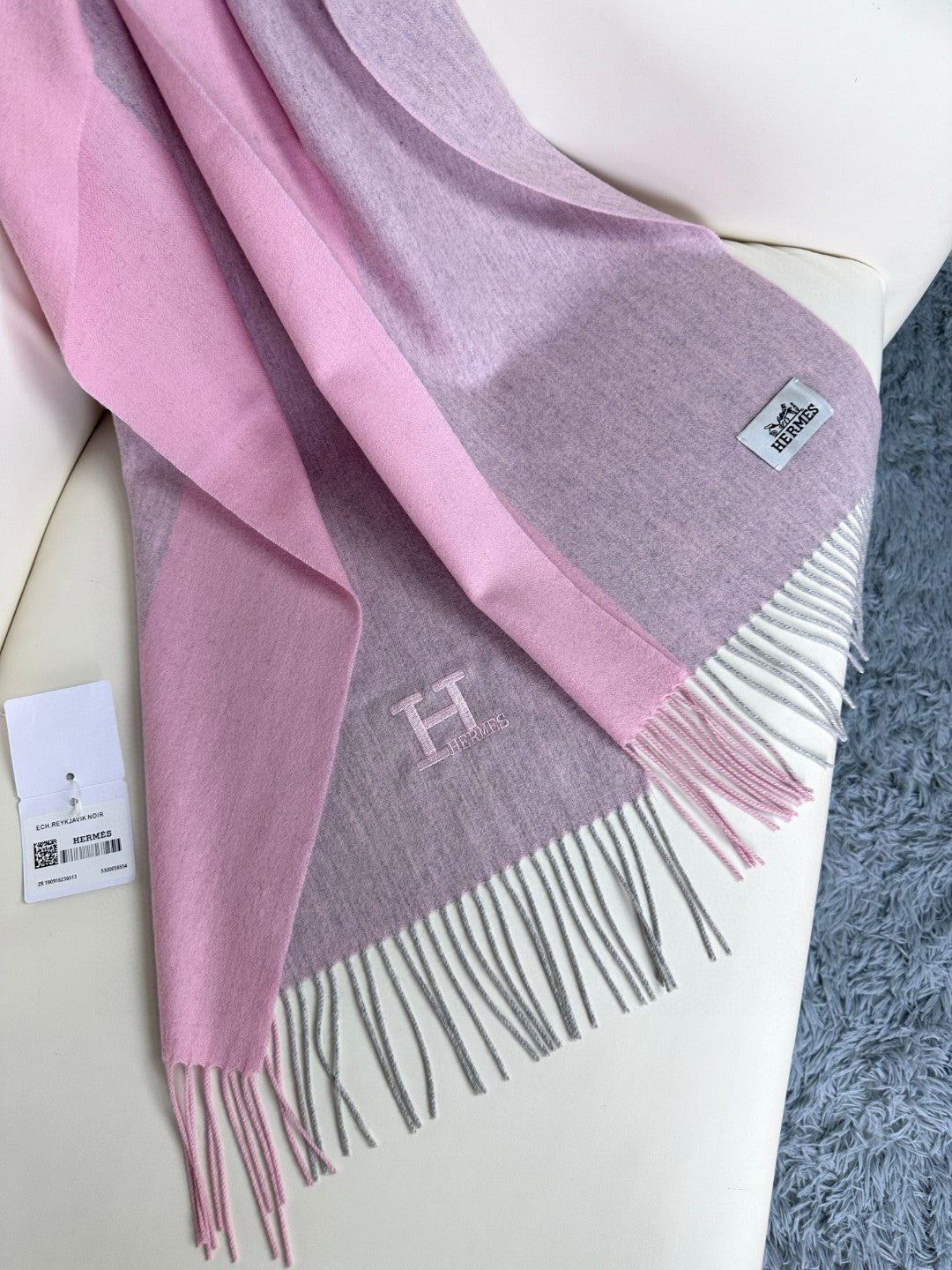 HERMES SCRAF 190 CM IN PINK CASERE