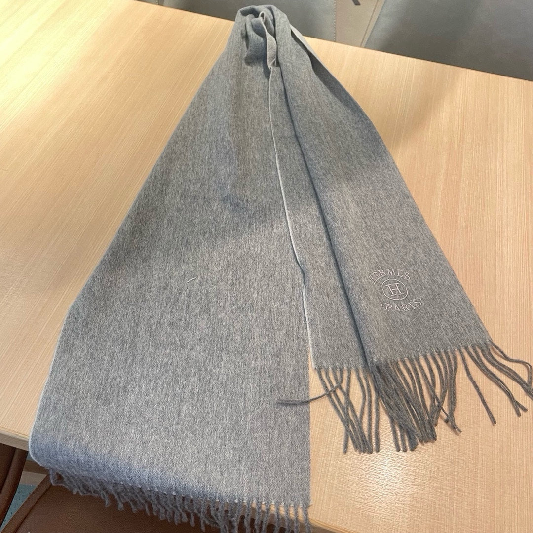 HERMES RECTO-VERSO MUFFLER 190 DOVE GREY CASERE