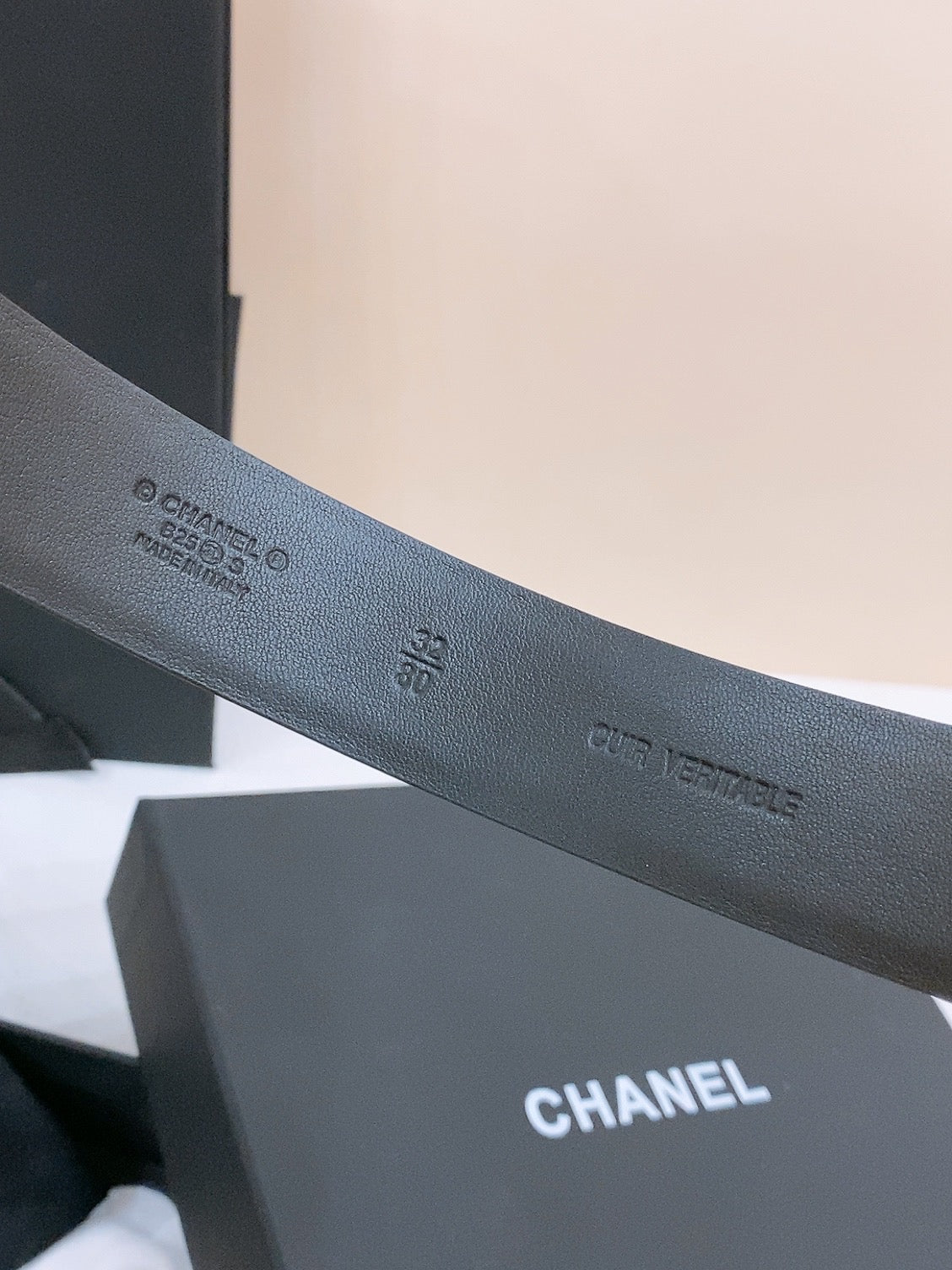 CHANEL DOUBLE C BELT 30MM IN BLACK CALFSKIN GOLD BUCKLE EMBOSSED LOGO
